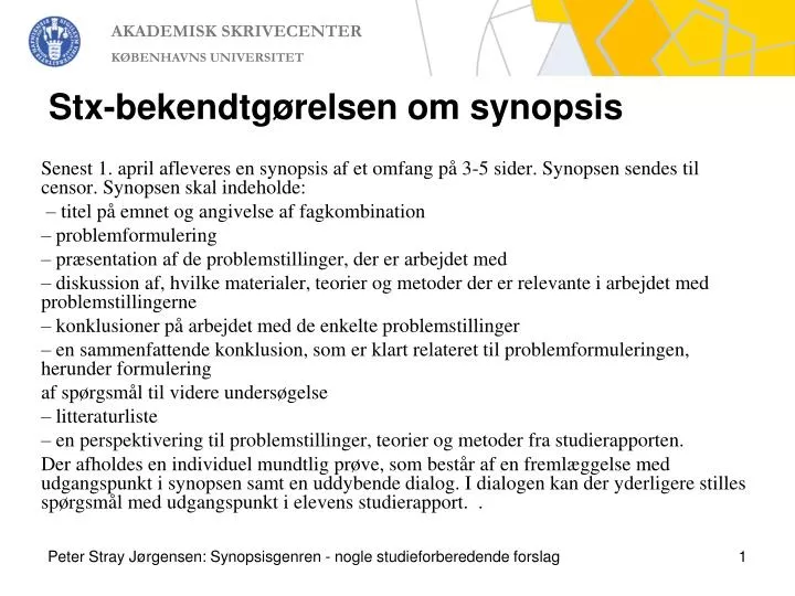 stx bekendtg relsen om synopsis