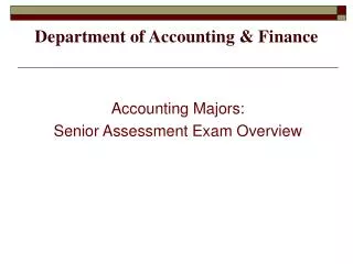 Department of Accounting &amp; Finance