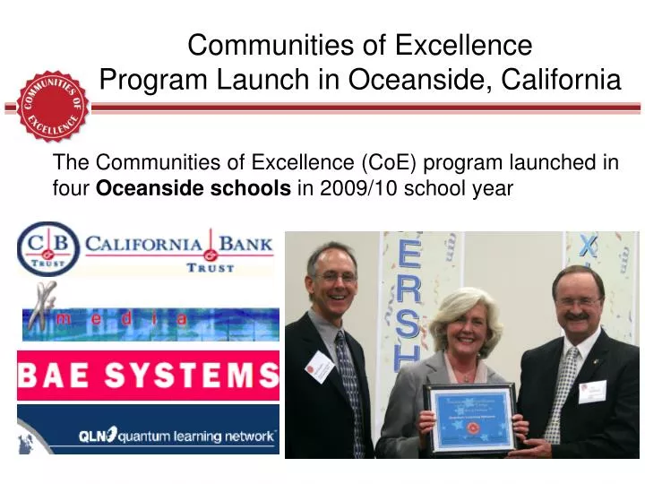 communities of excellence program launch in oceanside california