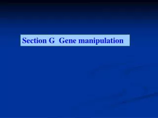 Section G Gene manipulation