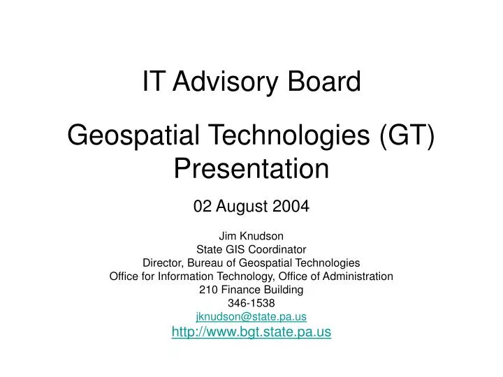it advisory board geospatial technologies gt presentation