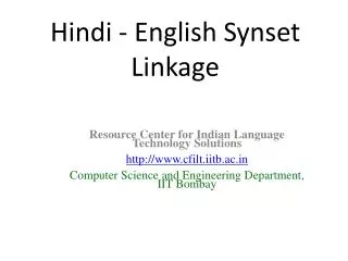 Hindi - English Synset Linkage