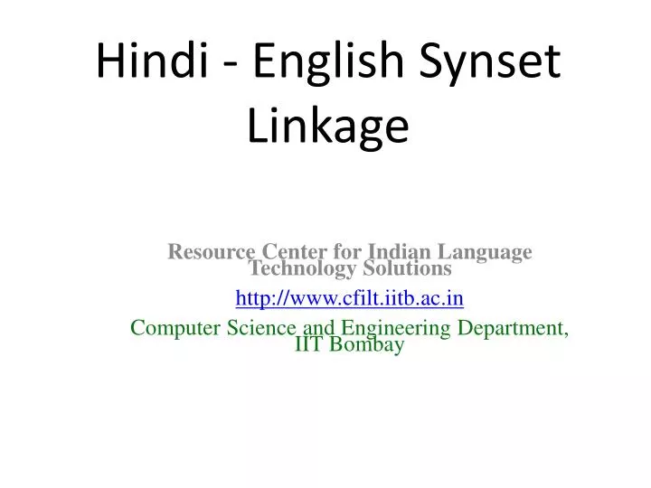 hindi english synset linkage