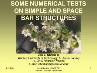 SOME NUMERICAL TESTS ON SIMPLE AND SPACE BAR STRUCTURES