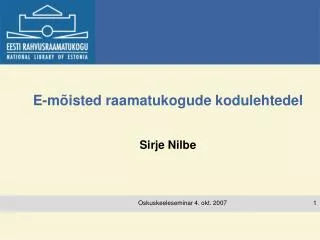 e m isted raamatukogude kodulehtedel