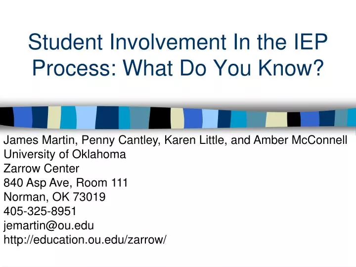 student involvement in the iep process what do you know