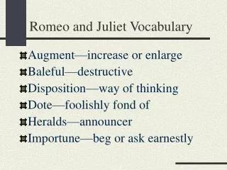 Romeo and Juliet Vocabulary