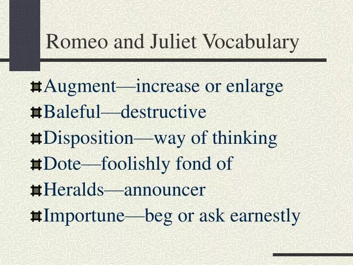 romeo and juliet vocabulary