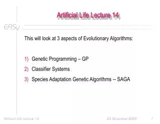 Artificial Life Lecture 14