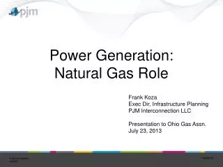 Power Generation: Natural Gas Role