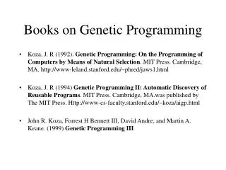 Books on Genetic Programming