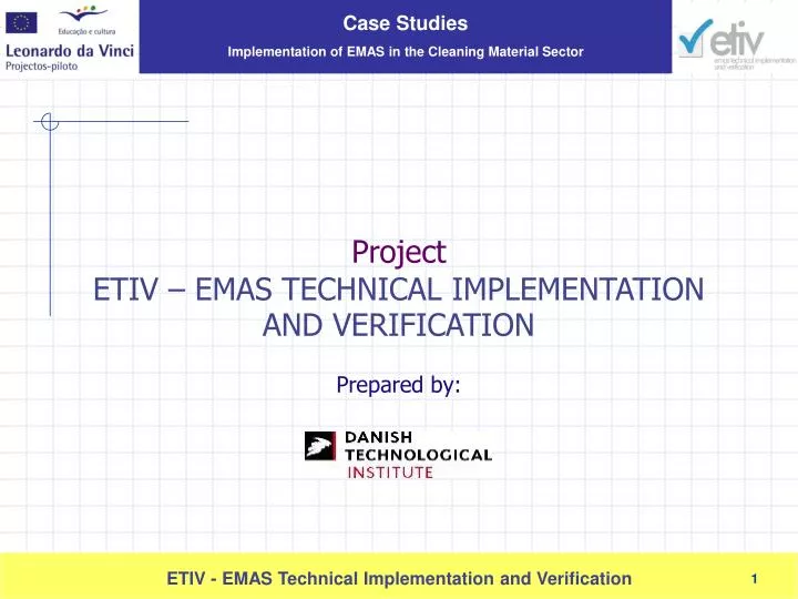 project etiv emas technical implementation and verification prepared by