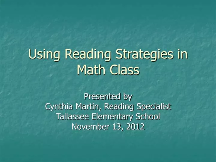 using reading strategies in math class