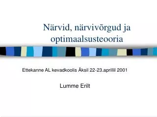 n rvid n rviv rgud ja optimaalsusteooria