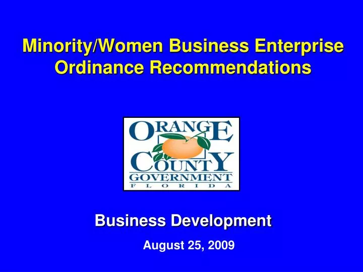 minority women business enterprise ordinance recommendations