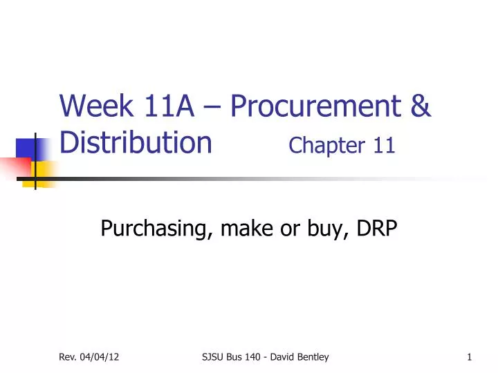 week 11a procurement distribution chapter 11