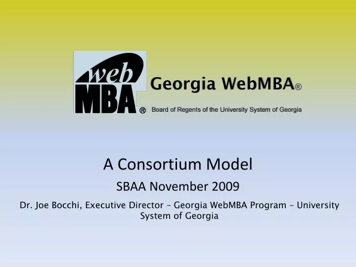 a consortium model sbaa november 2009