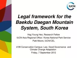 Legal framework for the Baekdu Daegan Mountain System, South Korea