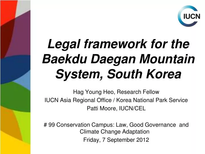 legal framework for the baekdu daegan mountain system south korea