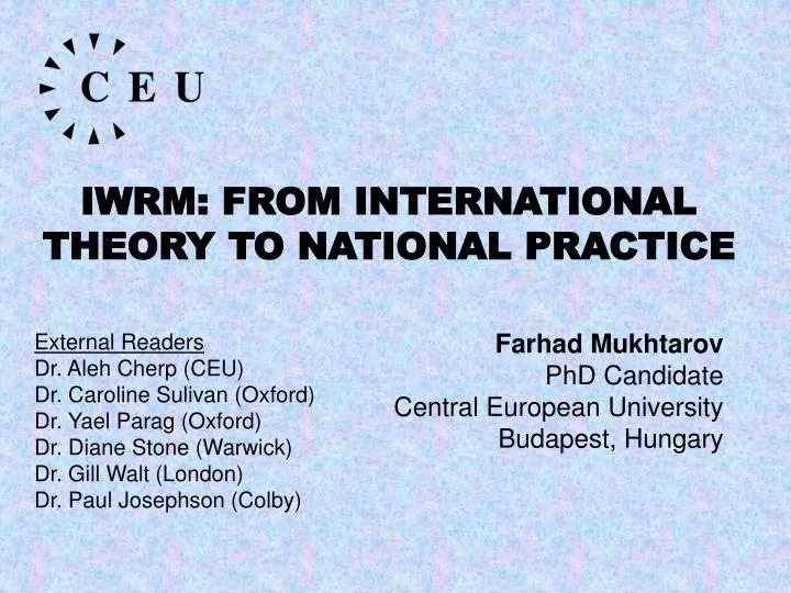 iwrm from international theory to national practice