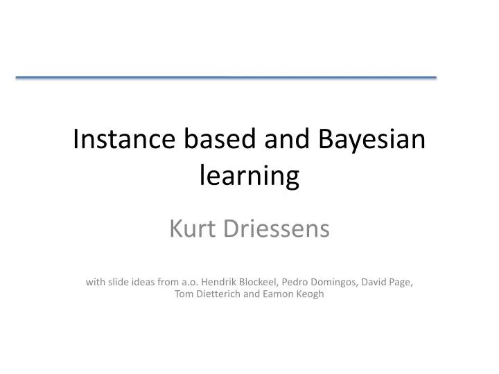 instance based and bayesian learning