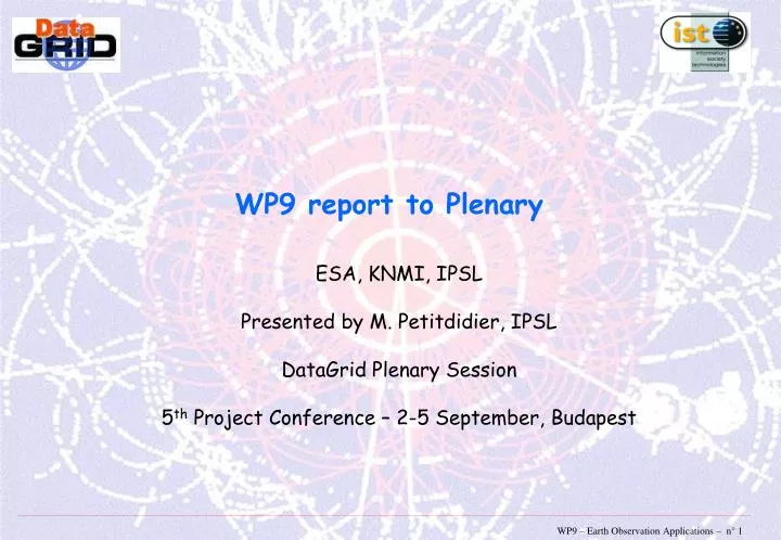 wp9 report to plenary