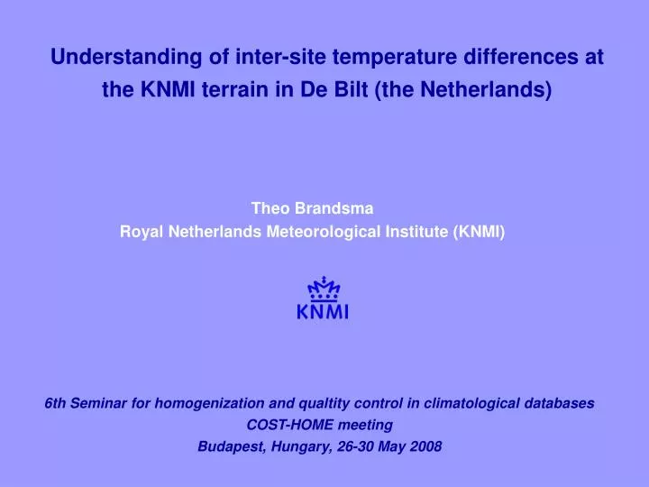 understanding of inter site temperature differences at the knmi terrain in de bilt the netherlands