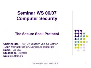 Seminar WS 06/07 Computer Security