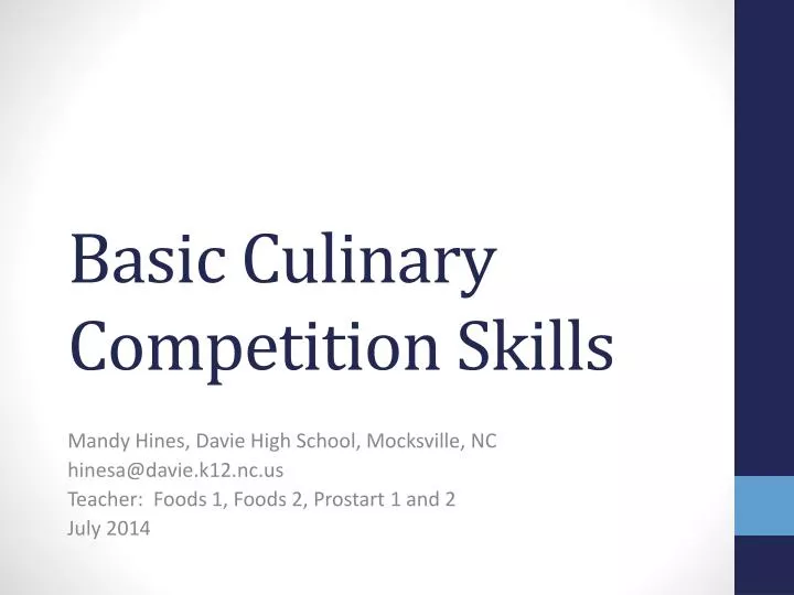 basic culinary competition skills