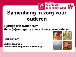 samenhang in zorg voor ouderen