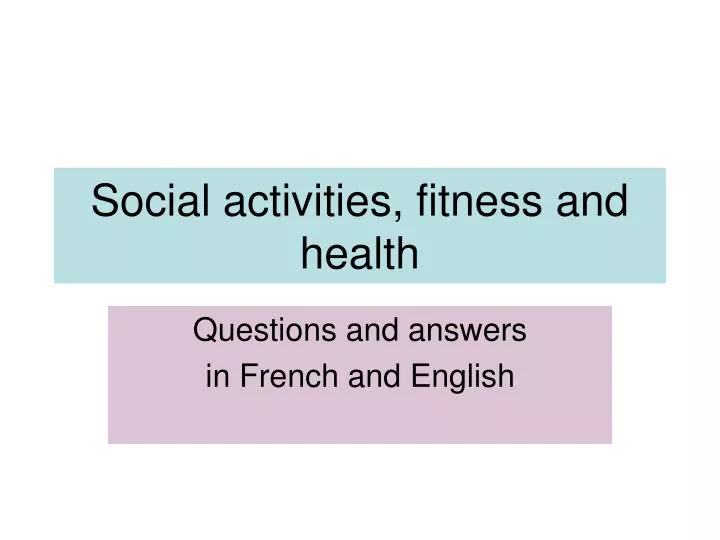 social activities fitness and health