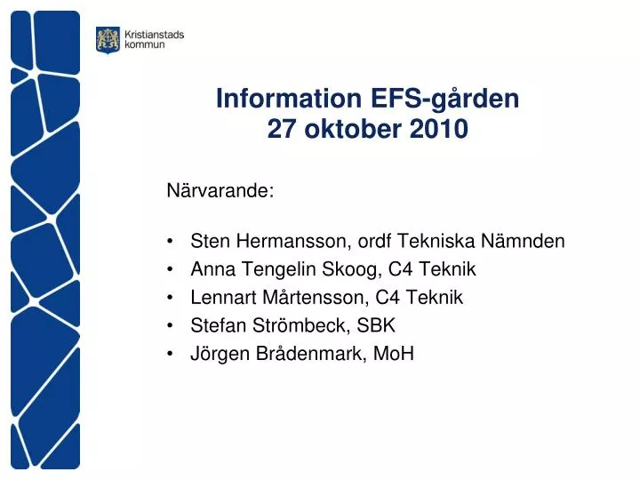information efs g rden 27 oktober 2010