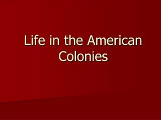 Life in the American Colonies