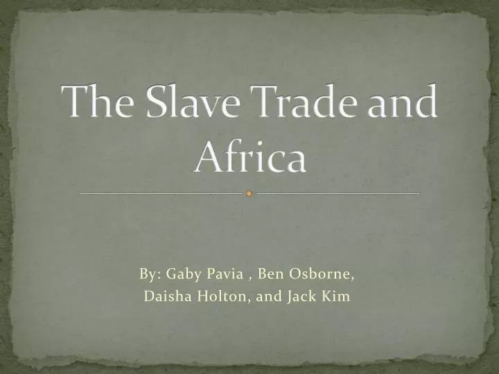 the slave trade and africa