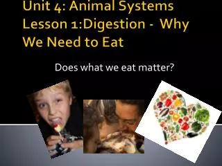 Unit 4: Animal Systems Lesson 1:Digestion - Why We Need to Eat