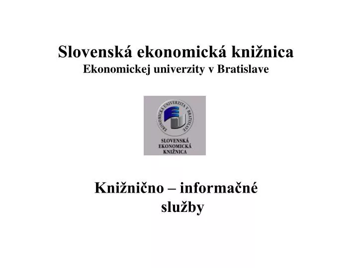 slovensk ekonomick kni nica ekonomickej univerzity v bratislave