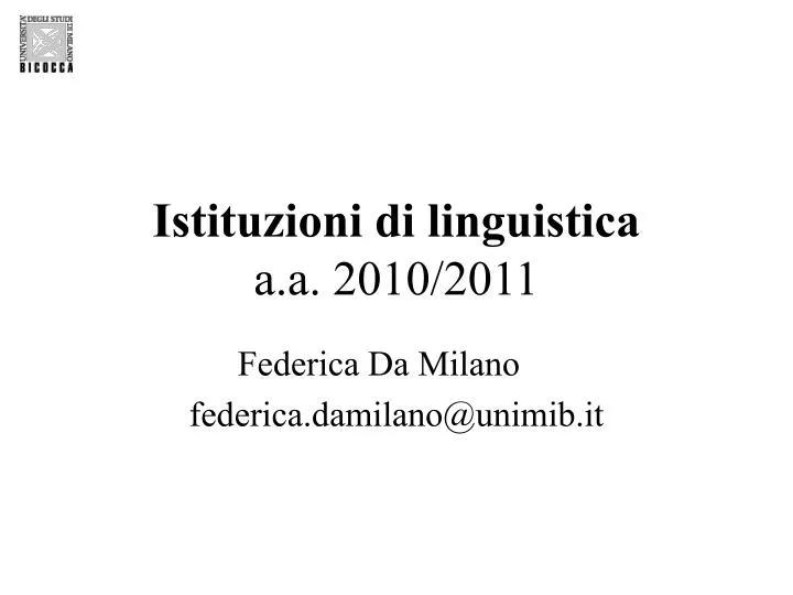 istituzioni di linguistica a a 2010 2011