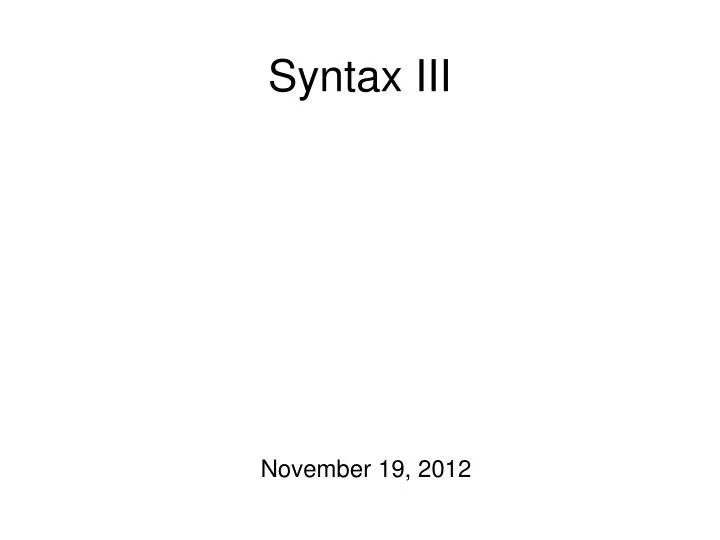 syntax iii