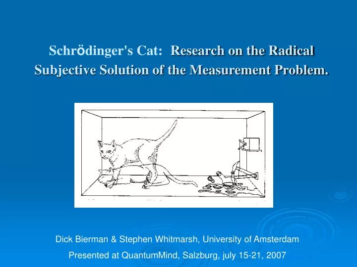 schr dinger s cat research on the radical subjective solution of the measurement problem