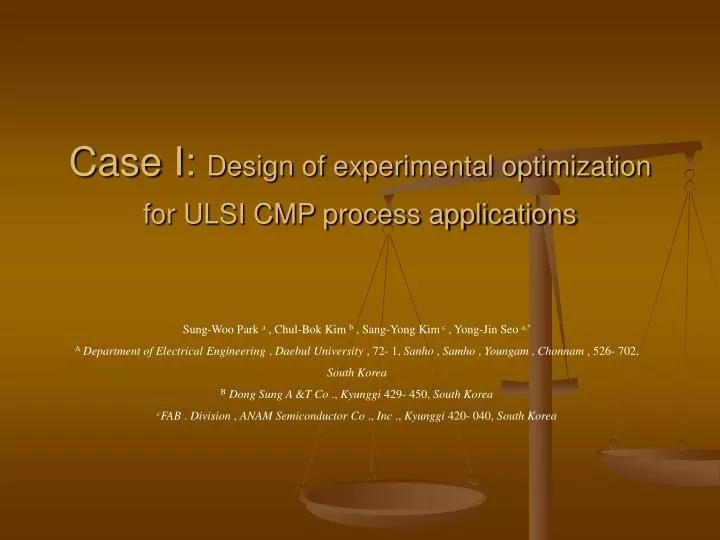 case i design of experimental optimization for ulsi cmp process applications