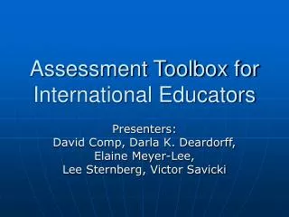 Assessment Toolbox for International Educators