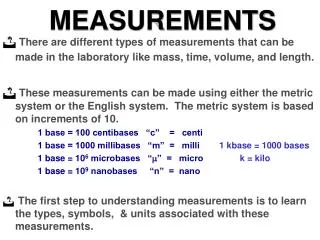 MEASUREMENTS