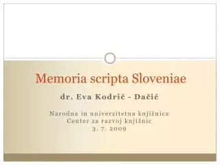 memoria scripta sloveniae
