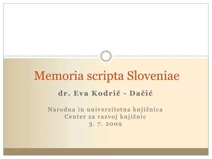 memoria scripta sloveniae