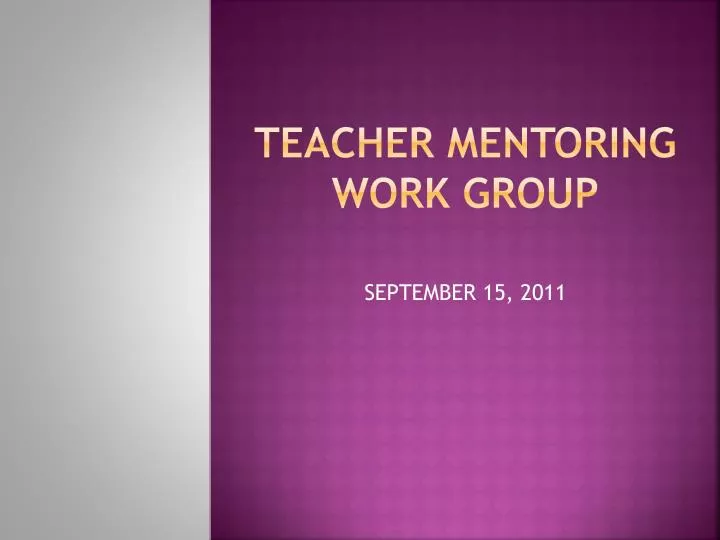 teacher mentoring work group