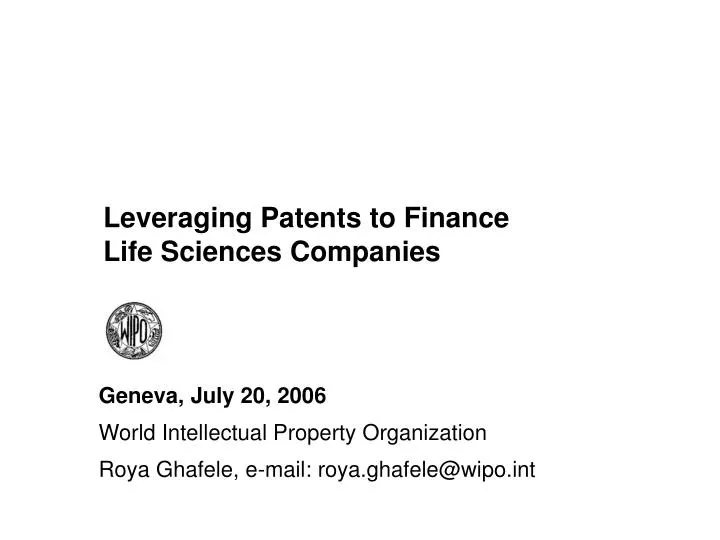 leveraging patents to finance life sciences companies