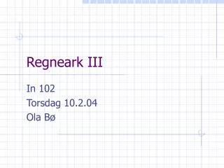 regneark iii