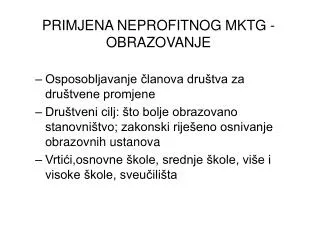 primjena neprofitnog mktg obrazovanje