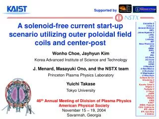 A solenoid-free current start-up scenario utilizing outer poloidal field coils and center-post