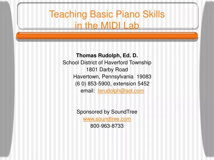 teaching basic piano skills in the midi lab